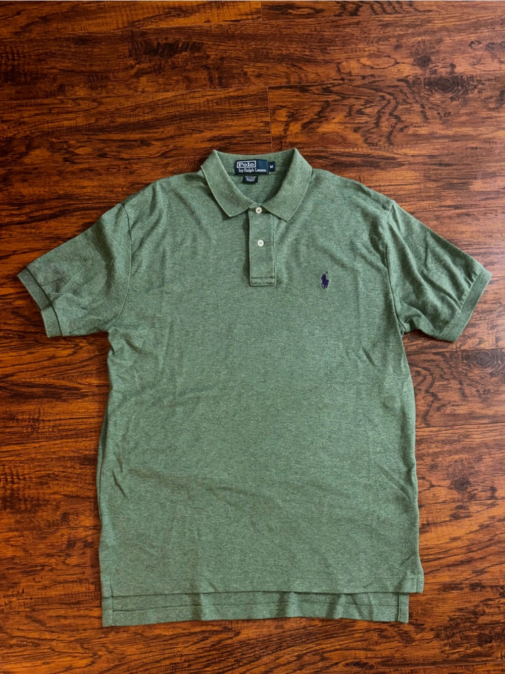 Ralph Lauren Short Sleeve Polo Button-Down Shirt 100% Cotton Olive Heather Green